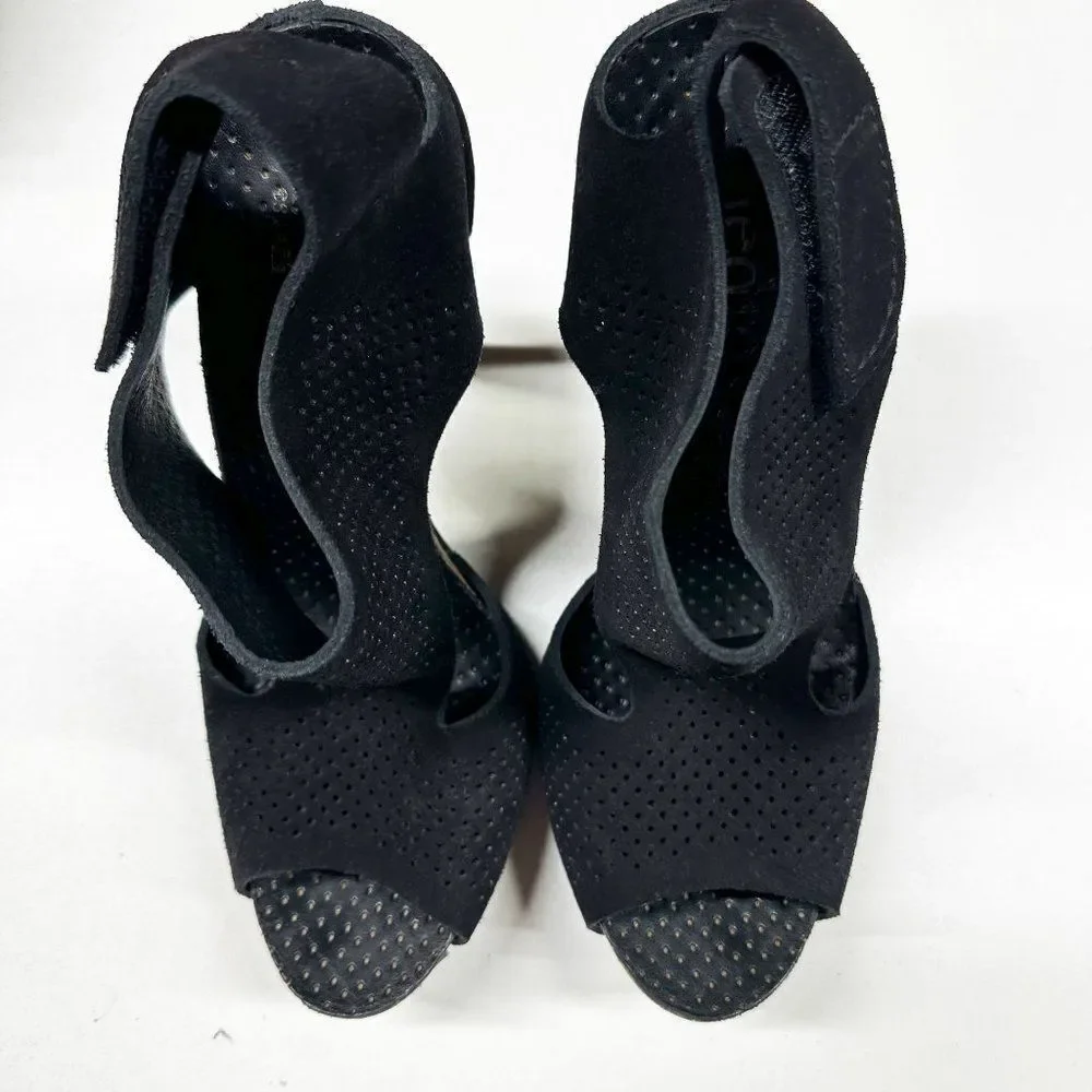 Pedro Garcia Petunia Perforated Heeled Sandals Womens Size 39 Black - Picture 5 of 10